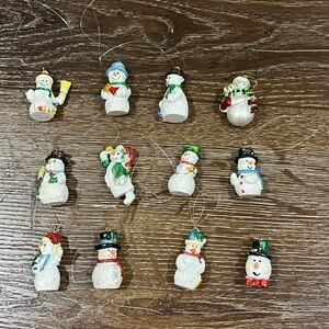 Snowman Christmas Ornaments 12 total